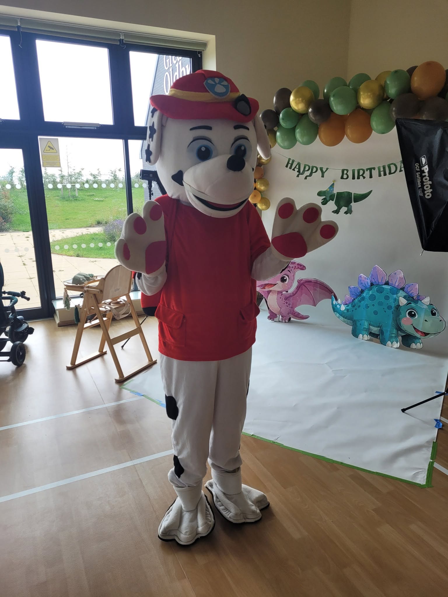 Party character mascot at a children's event
